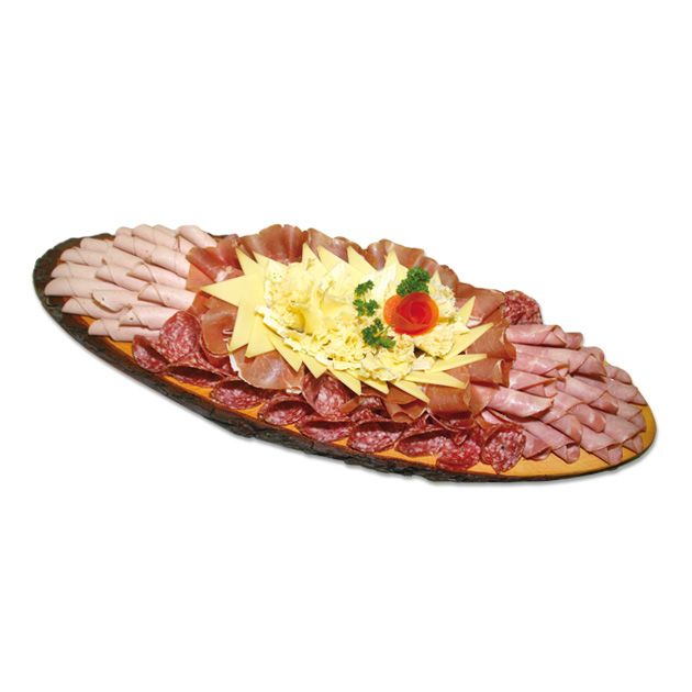 Holzplatte mit Fleisch und Käse gemischt 800g